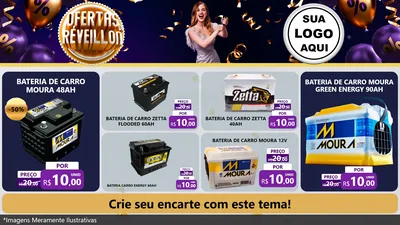 Modelo de TV para TV Horizontal com o tema Ofertas de Réveillon para Baterias Elétricas