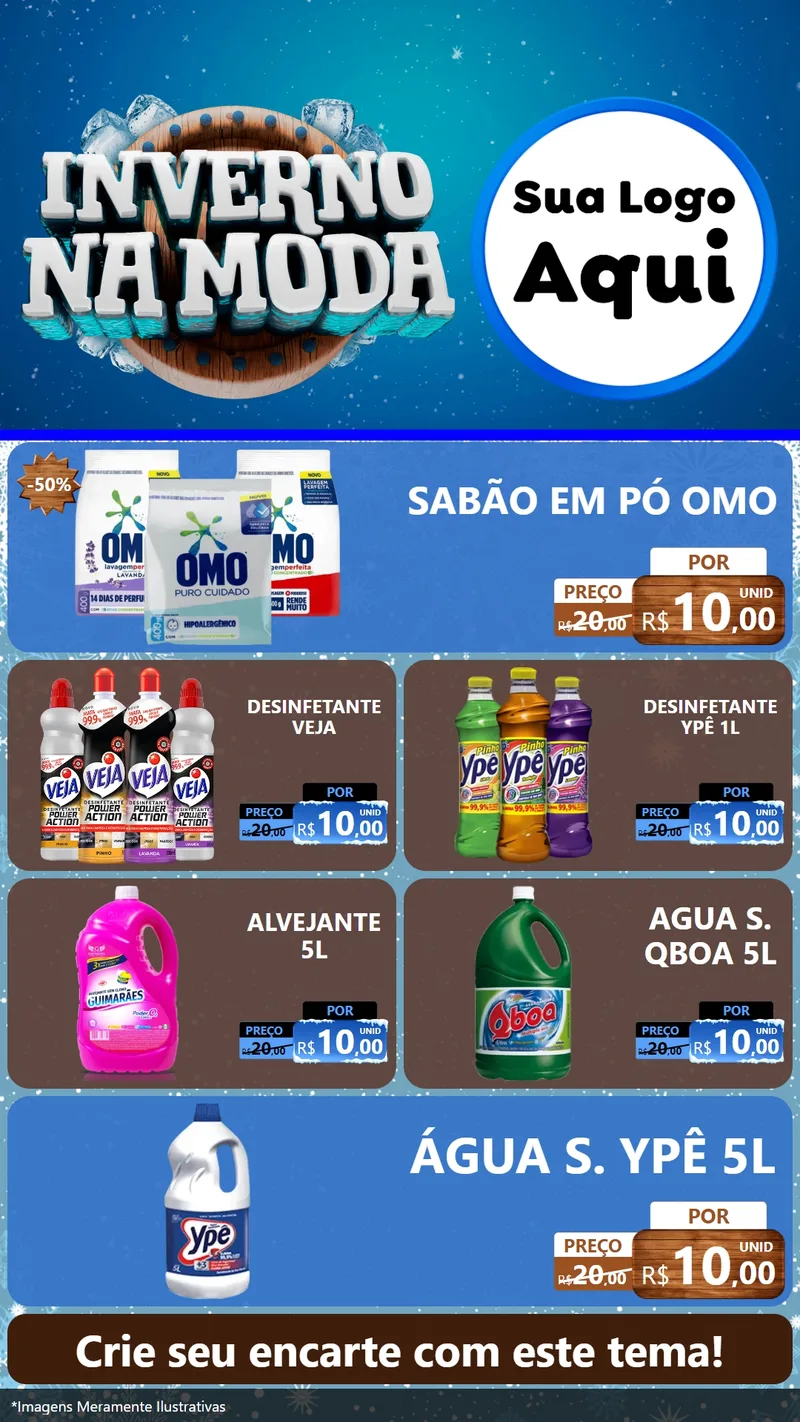 Modelo de TV para TV Vertical com o tema Inverno na Moda para Produtos de Limpeza