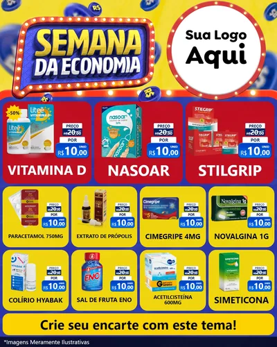 Modelo de Rede Social para Feed Instagram com o tema Semana da Economia para Farmácia