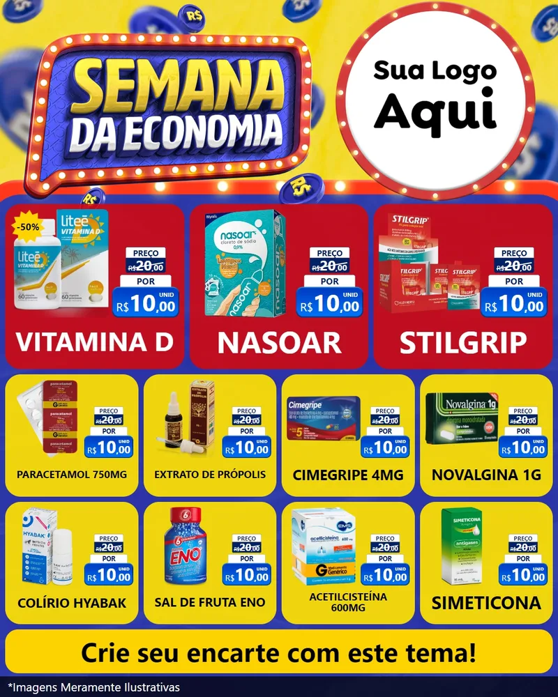 Modelo de Rede Social para Feed Instagram com o tema Semana da Economia para Farmácia