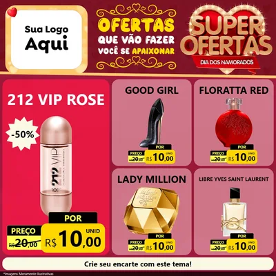 Modelo de Rede Social para Feed Facebook com o tema Dia dos Namorados para Perfumes