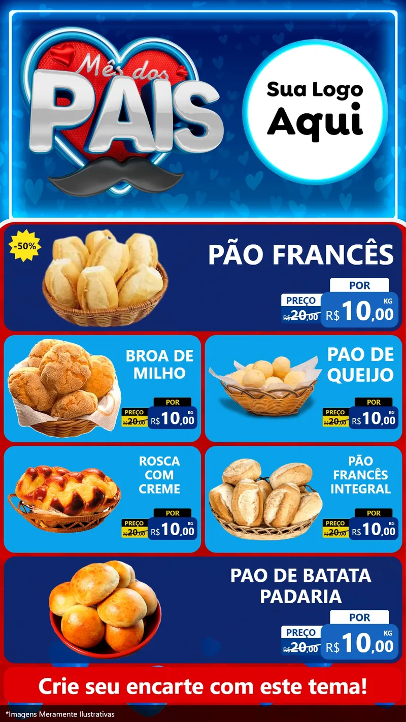 Modelo de TV para TV Vertical com o tema Mês Dos Pais para Padaria