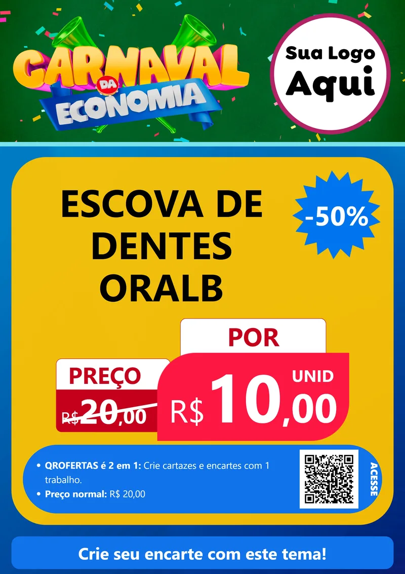 Modelo de Cartaz para Cartaz A4 Vertical com o tema Carnaval da Economia para Higiene Pessoal