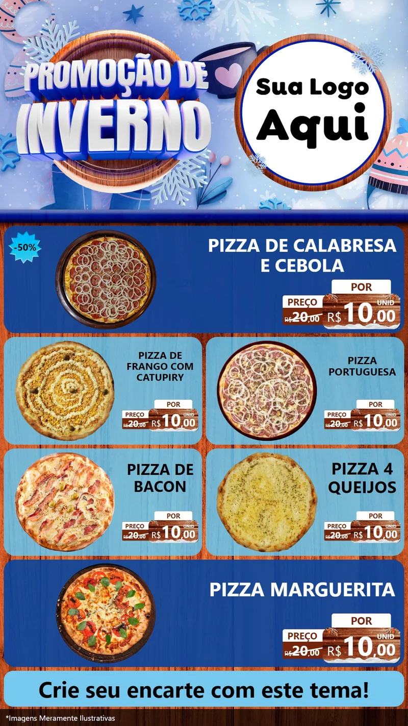 Modelo de TV para TV Vertical com o tema Promoção de Inverno para Pizzaria