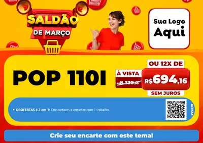 Modelo de Cartaz para Cartaz A4 Horizontal com o tema Saldão de Março para Concessionaria de Motos