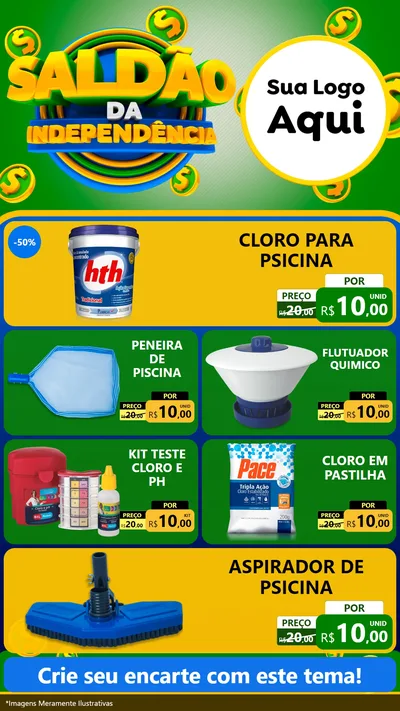 Modelo de TV para TV Vertical com o tema Saldão da Indepêndencia para Produtos para Piscina