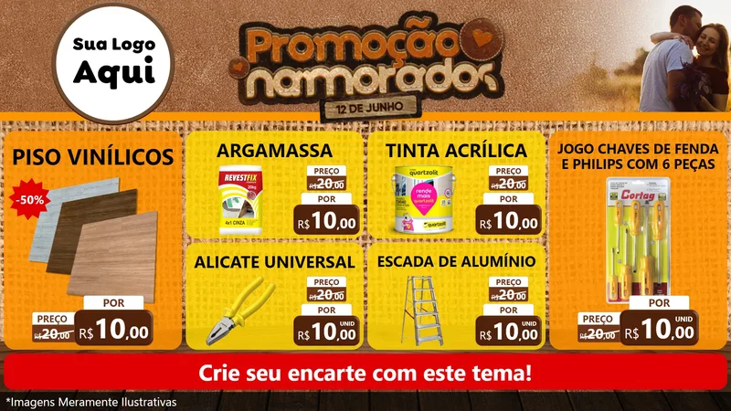 Modelo de TV para TV Horizontal com o tema Promoção Namorados para Material para Construção