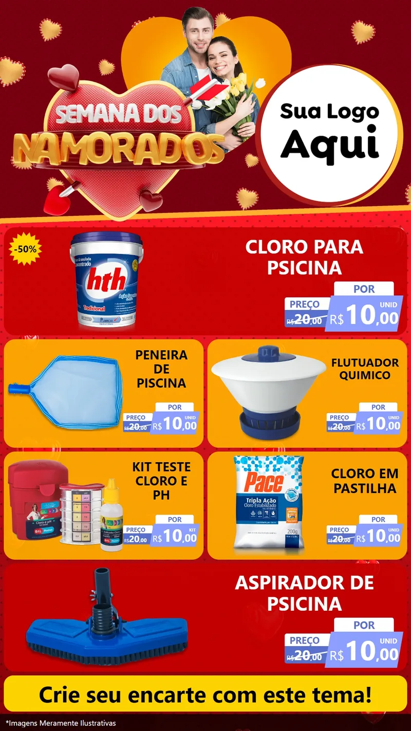 Modelo de TV para TV Vertical com o tema Semana dos Namorados para Produtos para Piscina