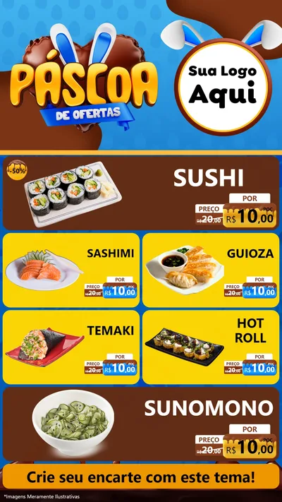 Modelo de TV para TV Vertical com o tema Páscoa de Ofertas para Comida japonesa