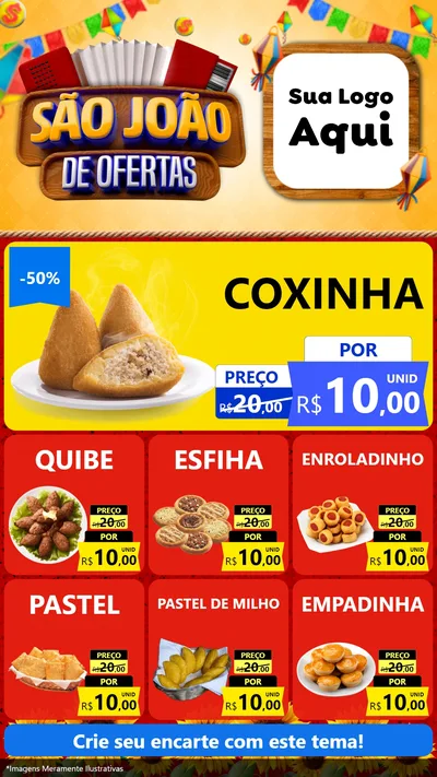 Modelo de Rede Social para Stories com o tema São João de Ofertas para Salgadaria