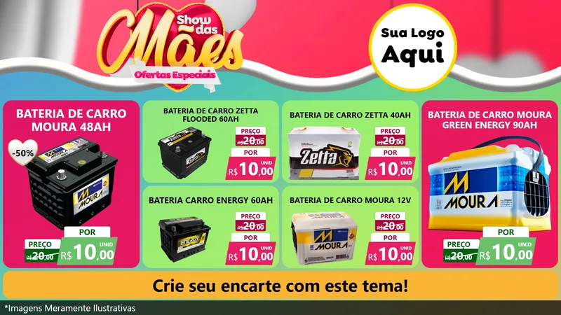 Modelo de TV para TV Horizontal com o tema Show das Mães - Ofertas Especiais para Baterias Elétricas