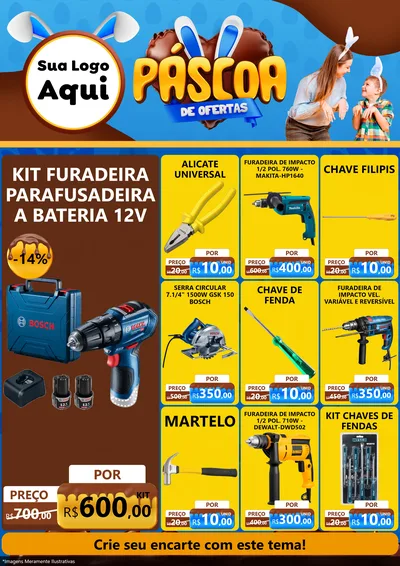 Modelo de Encarte para Encarte A4 Vertical com o tema Páscoa de Ofertas para Maquinas e Ferramentas