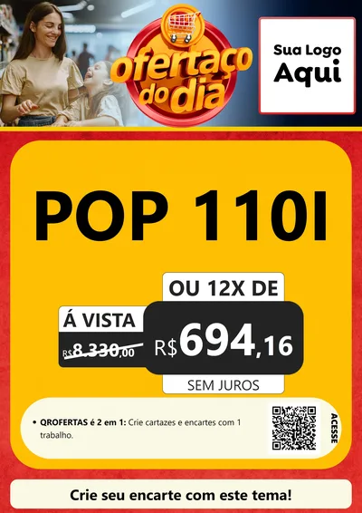Modelo de Cartaz para Cartaz A4 Vertical com o tema Ofertaço Do Dia para Concessionaria de Motos