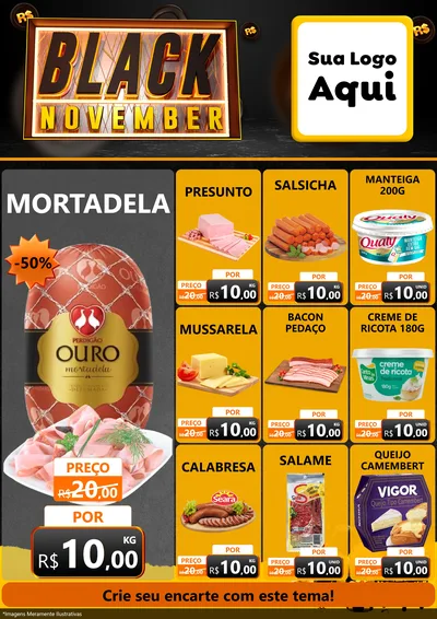 Modelo de Encarte para Encarte A4 Vertical com o tema Black November para Frios e Laticínios
