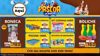 Modelo de TV para TV Horizontal com o tema Páscoa de Ofertas para Brinquedos