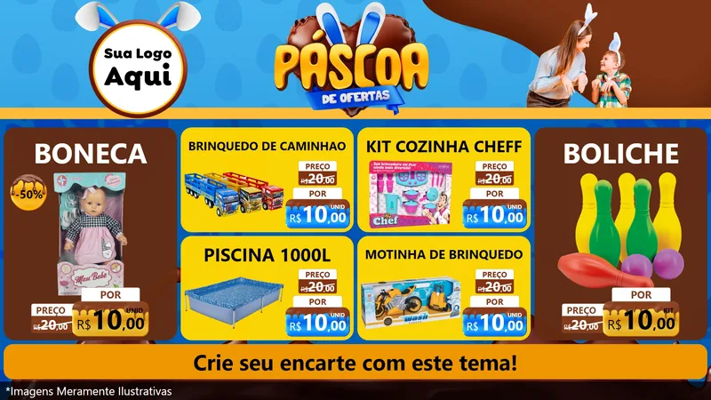 Modelo de TV para TV Horizontal com o tema Páscoa de Ofertas para Brinquedos