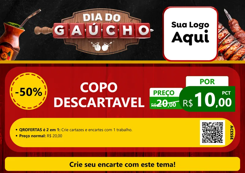 Modelo de Cartaz para Cartaz A4 Horizontal com o tema Dia do Gaúcho para Embalagens