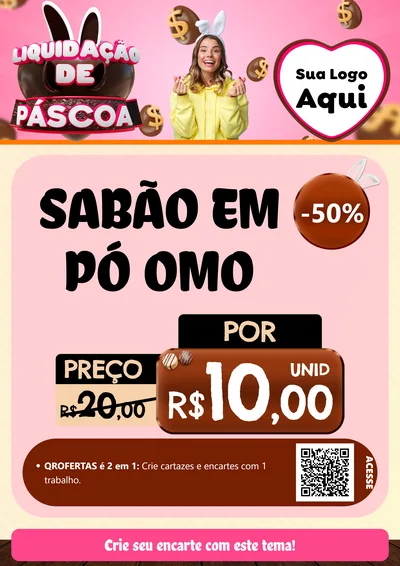 Modelo de Cartaz para Cartaz A4 Vertical com o tema Liquidação de Páscoa para Produtos de Limpeza