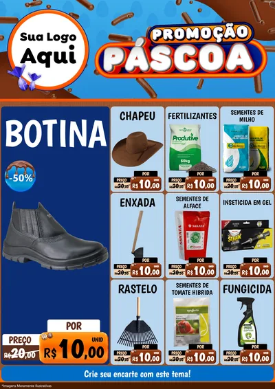 Modelo de Encarte para Encarte A4 Vertical com o tema Promoção Páscoa para Agropecuária