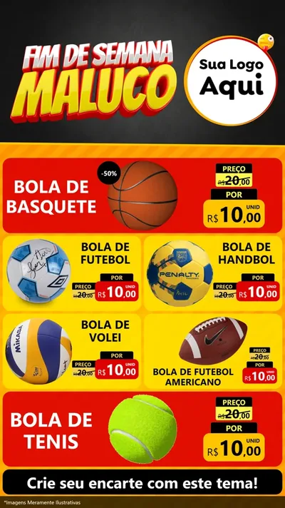 Modelo de TV para TV Vertical com o tema Final de Semana Maluco para Artigos Esportivos
