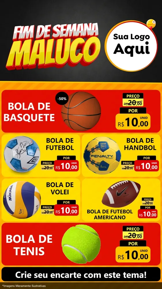 Modelo de TV para TV Vertical com o tema Final de Semana Maluco para Artigos Esportivos