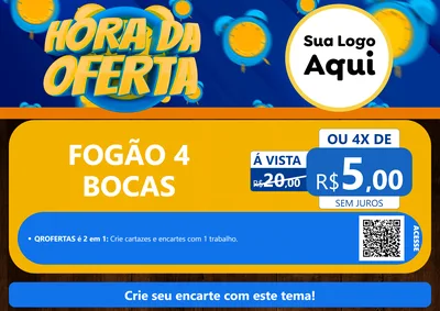 Modelo de Cartaz para Cartaz A4 Horizontal com o tema Hora da Oferta para Móveis e Eletro
