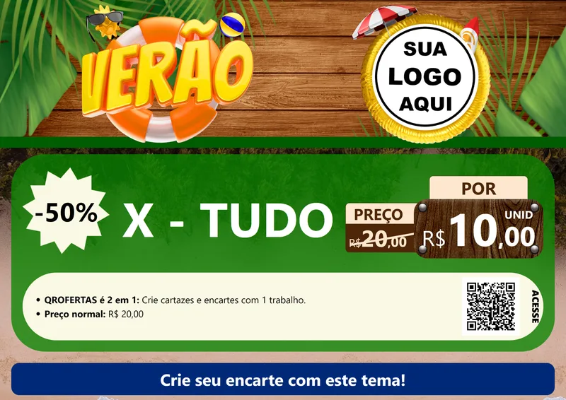 Modelo de Cartaz para Cartaz A4 Horizontal com o tema Verão para Hamburgueria