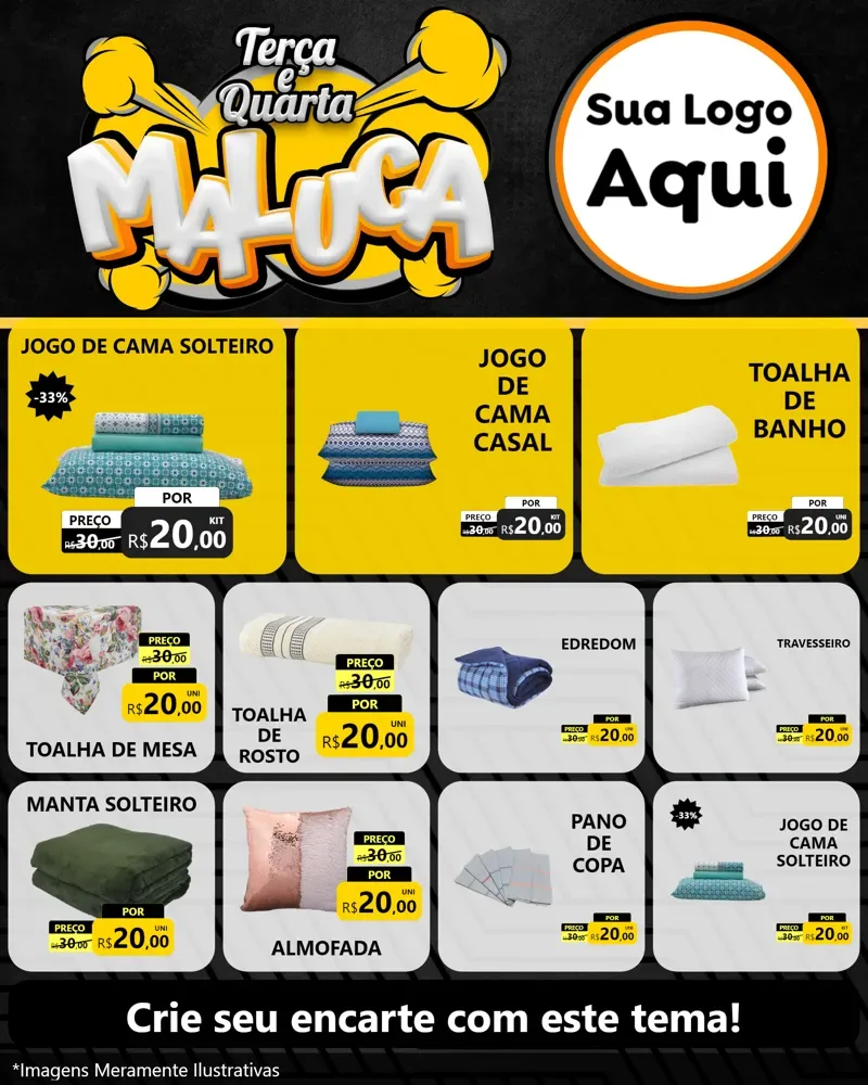 Modelo de Rede Social para Feed Instagram com o tema Terça e Quarta Maluca para Cama, Mesa e Banho