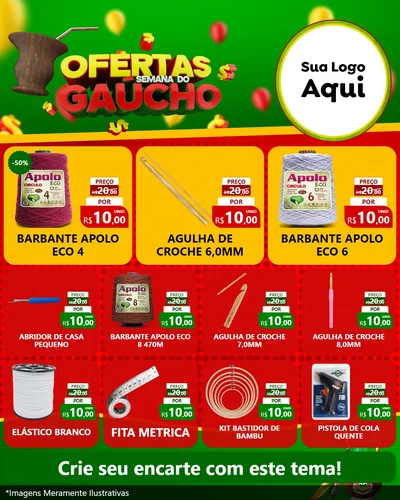 Modelo de Rede Social para Feed Instagram com o tema Ofertas Semana Do Gaúcho para Armarinho e Aviamentos