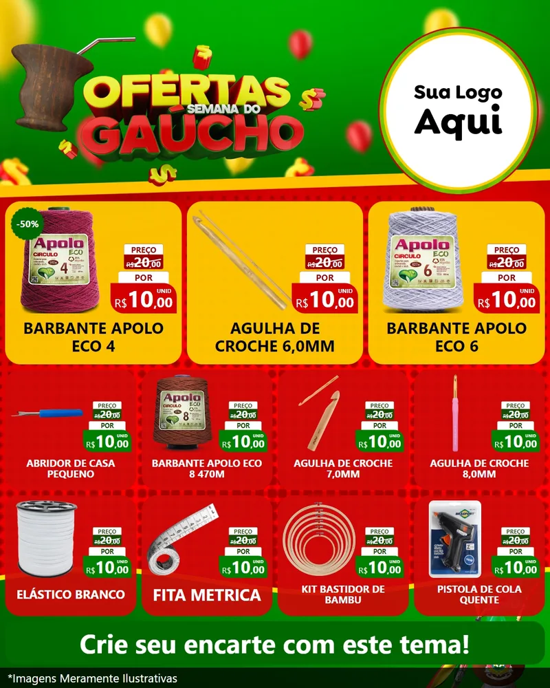 Modelo de Rede Social para Feed Instagram com o tema Ofertas Semana Do Gaúcho para Armarinho e Aviamentos
