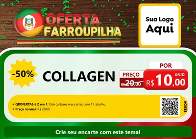 Modelo de Cartaz para Cartaz A4 Horizontal com o tema Oferta Farroupilha para Suplementos alimentares