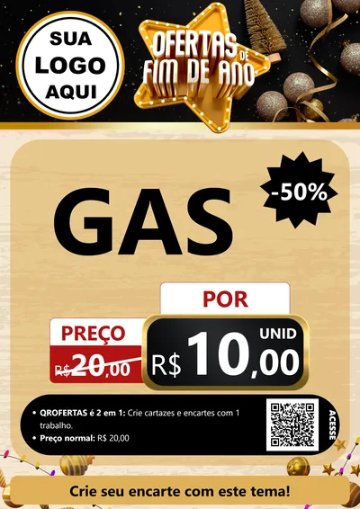 Modelo de Cartaz para Cartaz A4 Vertical com o tema Ofertas de Fim de Ano para Água e gás