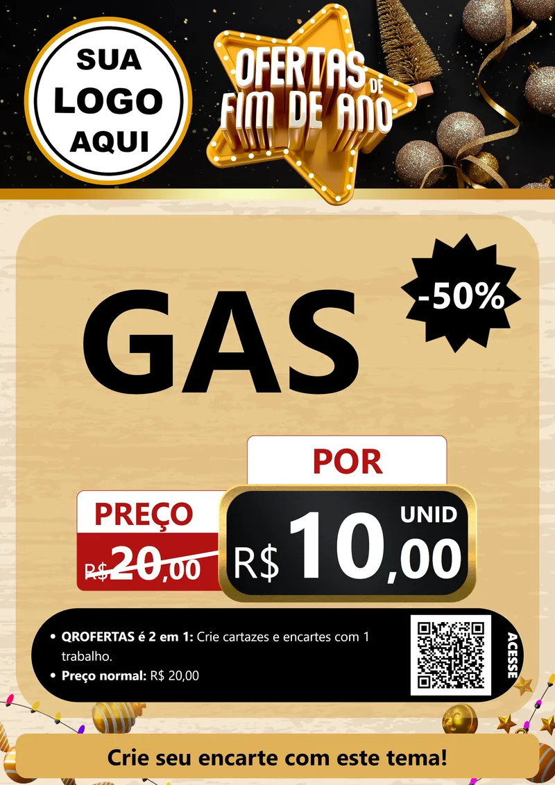 Modelo de Cartaz para Cartaz A4 Vertical com o tema Ofertas de Fim de Ano para Água e gás