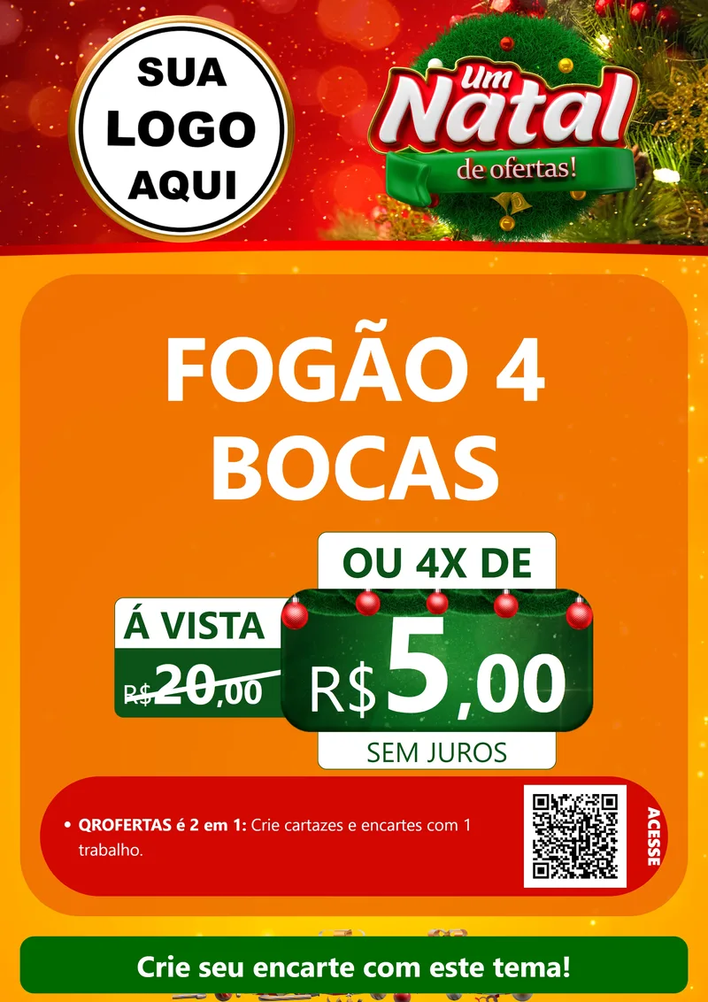 Modelo de Cartaz para Cartaz A4 Vertical com o tema Um Natal de Ofertas para Móveis e Eletro