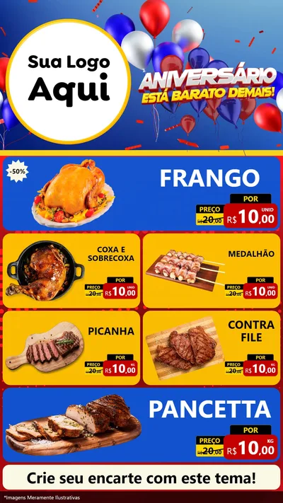 Modelo de TV para TV Vertical com o tema Aniversário para Assados