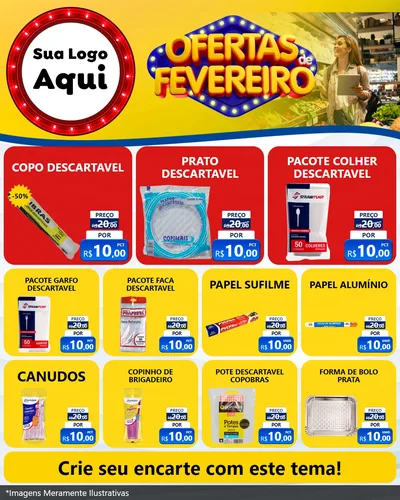 Modelo de Rede Social para Feed Instagram com o tema Ofertas de Fevereiro para Embalagens