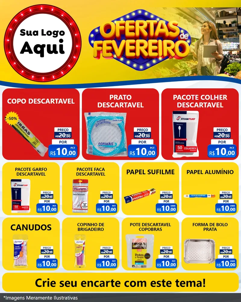 Modelo de Rede Social para Feed Instagram com o tema Ofertas de Fevereiro para Embalagens
