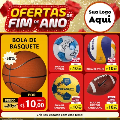 Modelo de Rede Social para Feed Facebook com o tema Ofertas de Fim de Ano para Artigos Esportivos