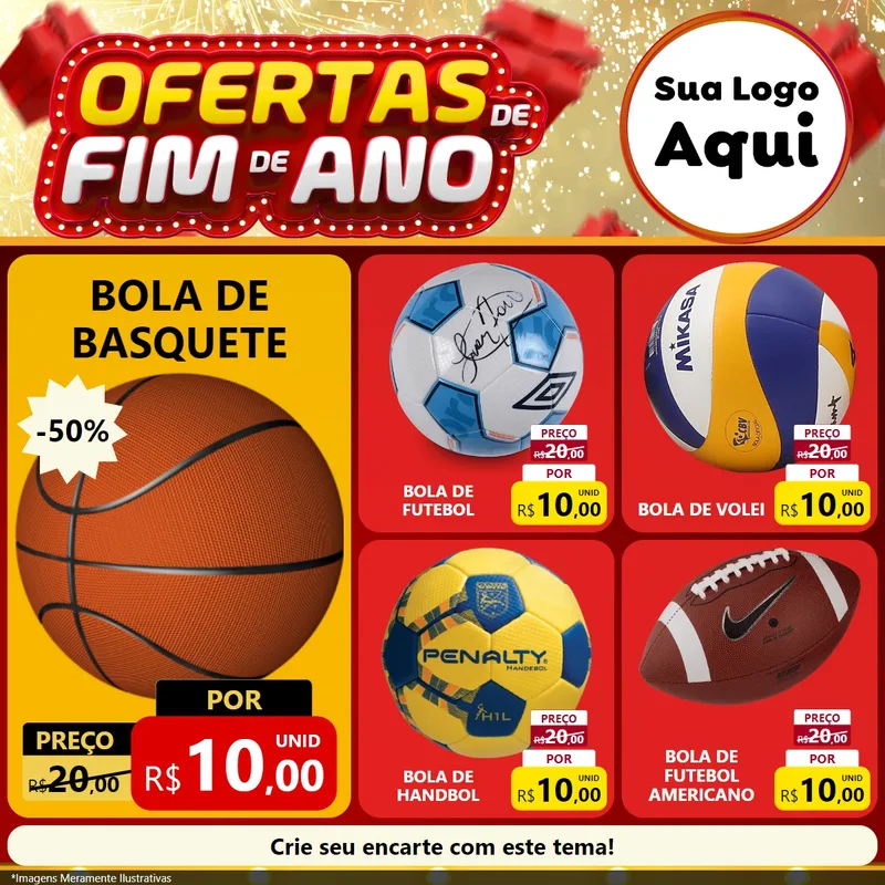Modelo de Rede Social para Feed Facebook com o tema Ofertas de Fim de Ano para Artigos Esportivos
