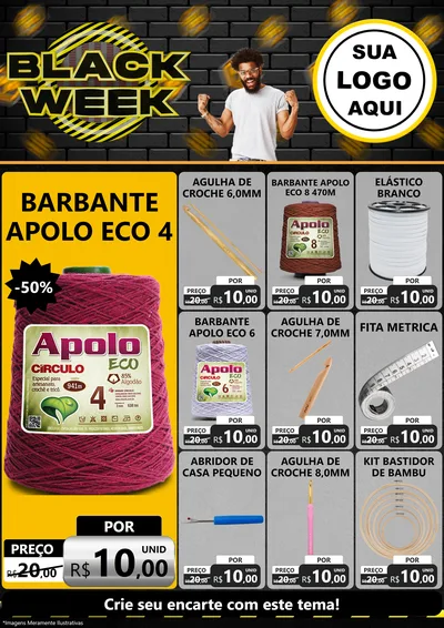 Modelo de Encarte para Encarte A4 Vertical com o tema Black Week para Armarinho e Aviamentos
