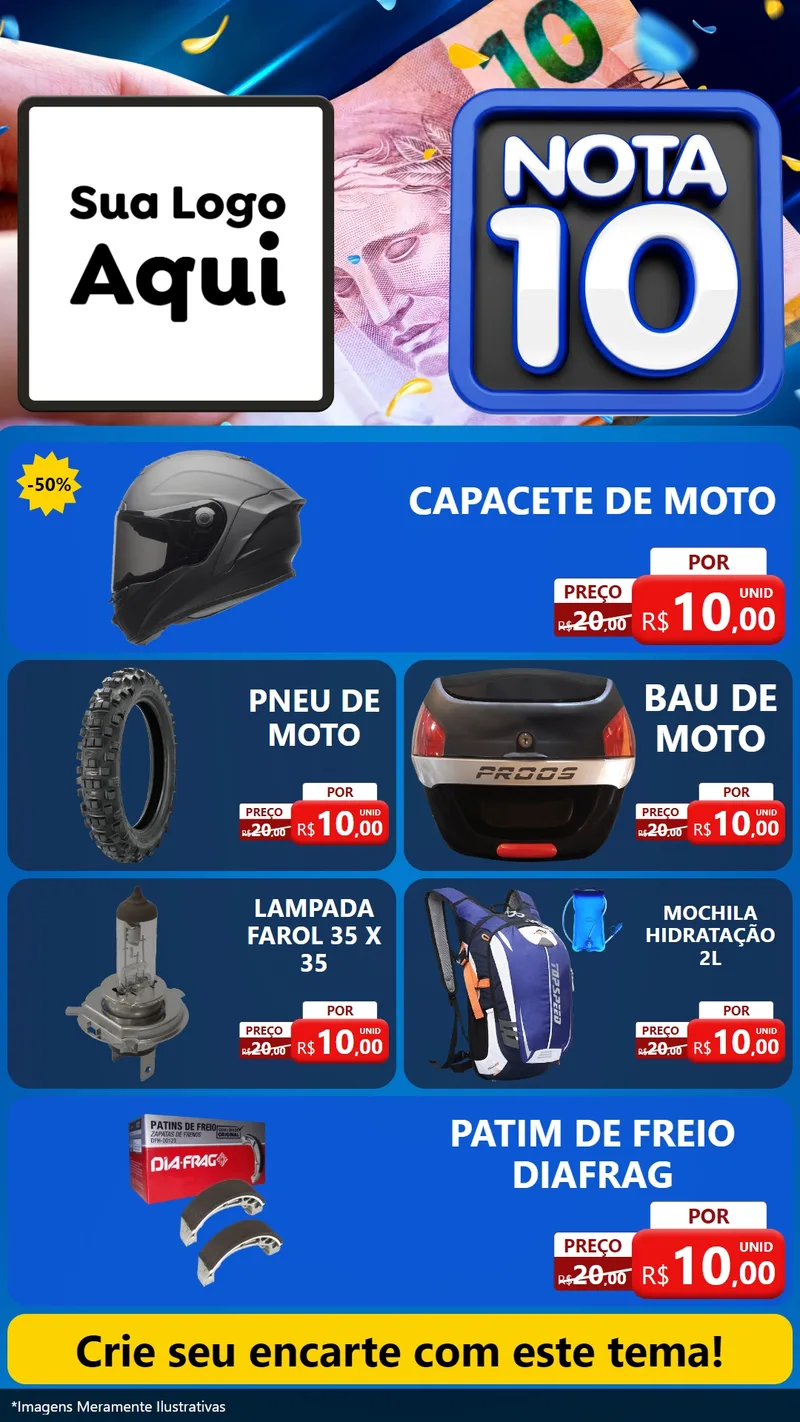 Modelo de TV para TV Vertical com o tema Nota 10 para Moto peças