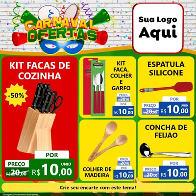 Modelo de Rede Social para Feed Facebook com o tema Carnaval de Ofertas para Utilidades Domésticas