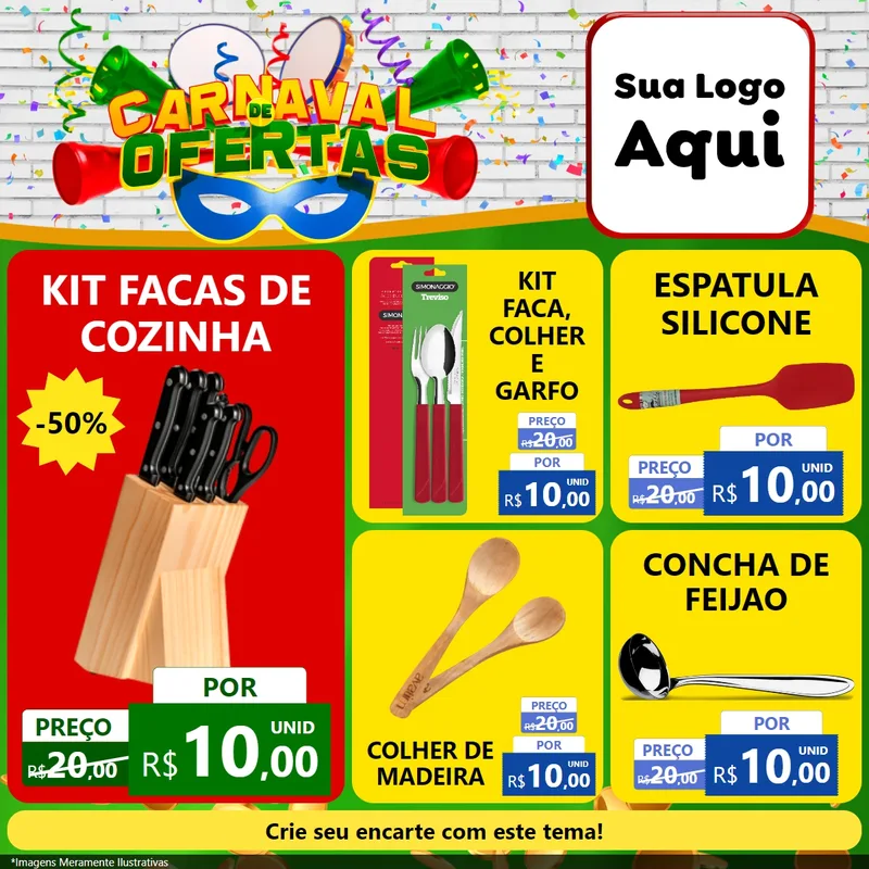 Modelo de Rede Social para Feed Facebook com o tema Carnaval de Ofertas para Utilidades Domésticas