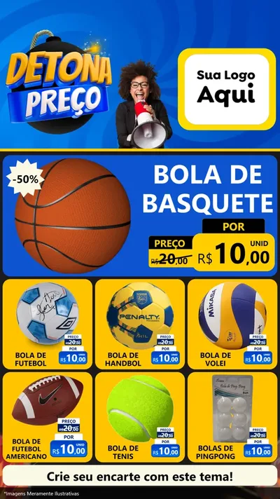 Modelo de Rede Social para Stories com o tema Detona Preços para Artigos Esportivos