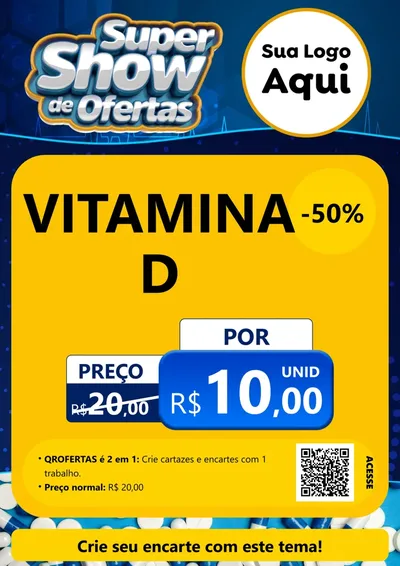 Modelo de Cartaz para Cartaz A4 Vertical com o tema Super Show de Ofertas - Farmácia para Farmácia
