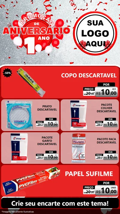 Modelo de TV para TV Vertical com o tema Promoção de Aniversário - 1 Ano para Embalagens