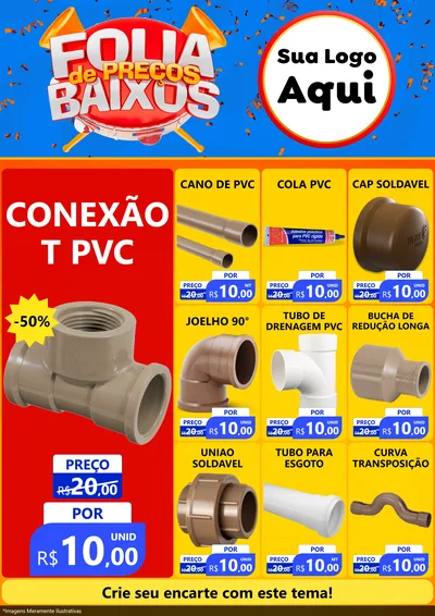 Modelo de Encarte para Encarte A4 Vertical com o tema Folia de Preços Baixos para Tubos e conexões