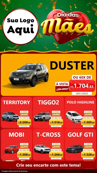 Modelo de Rede Social para Stories com o tema Dia das Mães para Concessionaria de Carros