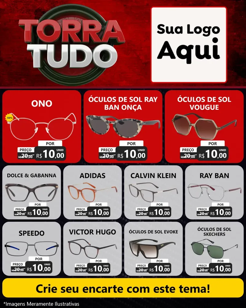 Modelo de Rede Social para Feed Instagram com o tema Torra Tudo para Óticas