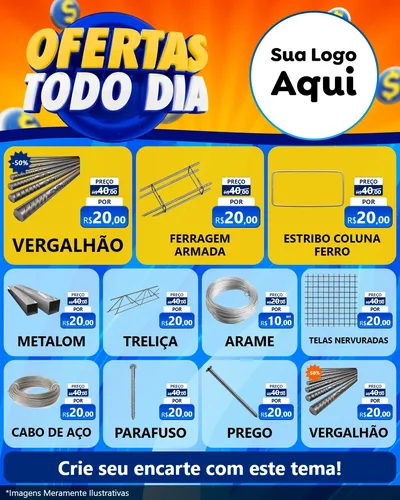 Modelo de Rede Social para Feed Instagram com o tema Ofertas Todo Dia para Ferragens